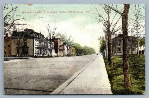 EVANSVILLE IND RIVERSIDE AVENUE & SUNSET PARK ANTIQUE POSTCARD