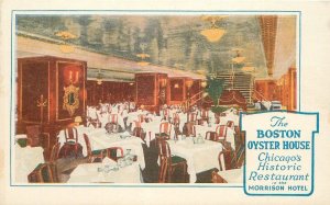 Postcard 1920s Illinois Chicago Boston Oyster House interior 22-12658