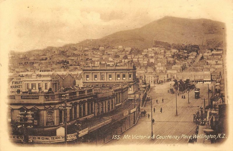 Mt. Victoria & Courtenay Place, Wellington, New Zealand c1920s Vintage Postcard