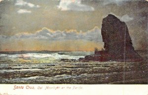 SANTA CRUZ CALIFORNIA~MOONLIGHT ON THE PACIFIC~1908 POSTMARK POSTCARD