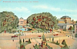 WIESBADEN GERMANY~BOWLING GREEN-KURHAUS u KGL HOFTEATER POSTCARD