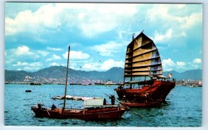 HONG KONG Cargo Junks in Harbour CHINA Postcard