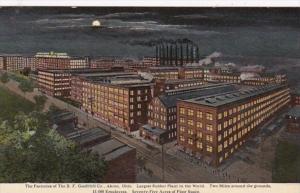 Ohio Akron Factories Of The B F Goodrich Company At Night Largest Rubber Plan...