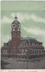 MERRILL WISCONSIN Lincoln Co. Court House at Merrill, Wis. Clock Tower, 3 Floors