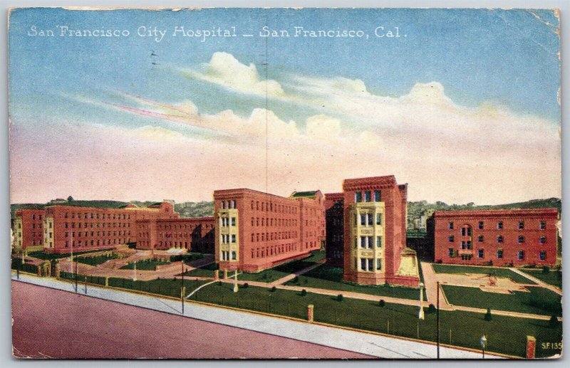 Vtg California CA San Francisco City Hospital 1910s Old View Antique Postcard