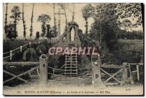 Old Postcard Mesnil Mauger the cave and Calvary