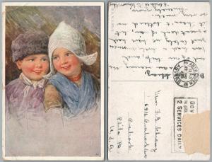 BELGIAN 1922 ANTIQUE POSTCARD CUTE KIDS