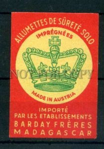 500398 AUSTRIA Crown MADAGASCAR Vintage match label