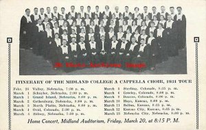 NE, Fremont, Nebraska, Midland College Cappella Choir 1931 Tour