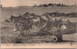 Algeria Scenes et Types Un Douar Vintage Postcard 09.02