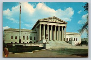 U. S. Supreme Court Building Washington DC US Flag Vintage Postcard 0865