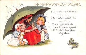 A Happy New Year Poem Horseshoe & 4 Leaf Clovers 1921 