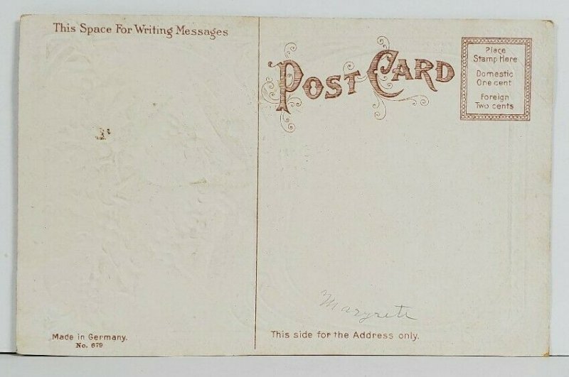 Joyful Christmas Sweet Children Hollyberry Silver Bells Embossed Postcard O13