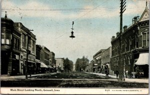 Main Street Looking North, Grinnell IA Business District c1909 Postcard R80