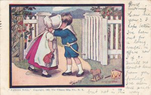 Sunbonnet Girls Kissing Boy Paying Toll 1906