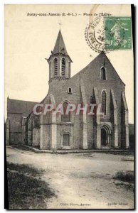 Old Postcard Aunay Sous Auneau The Church Square