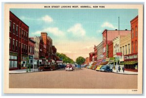 c1910's Main Street Looking West Cars Franklins Hornell New York NY Postcard