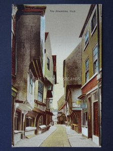 Yorkshire YORK The Shambles showing J.W. COLLIER & LLYONS TEA - Old Postcard