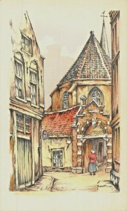 AMSTERDAM HOLLAND~BEGIJNHOF~ARTIST H M HOEFMAN POSTCARD