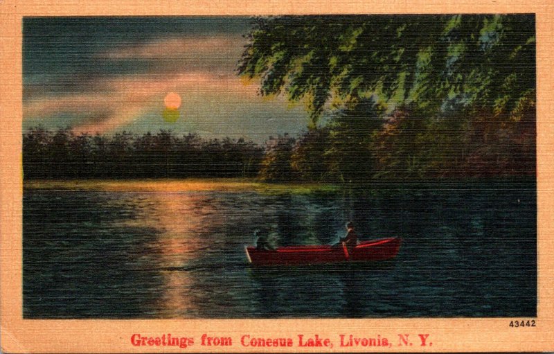 New York Livonia Greetings From Lake Conesus 1947