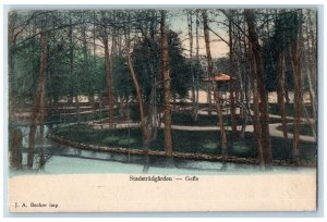Gavle Sweden Postcard Scene at Stadsträdgården Park c1905 Unposted Antique