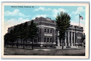 Rockford Illinois IL Postcard Masonic Temple Exterior Roadside Flag c1920s Trees