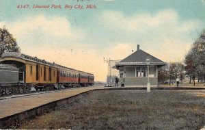 Bay City Michigan Linwood Park Train Station Vintage Postcard AA30954