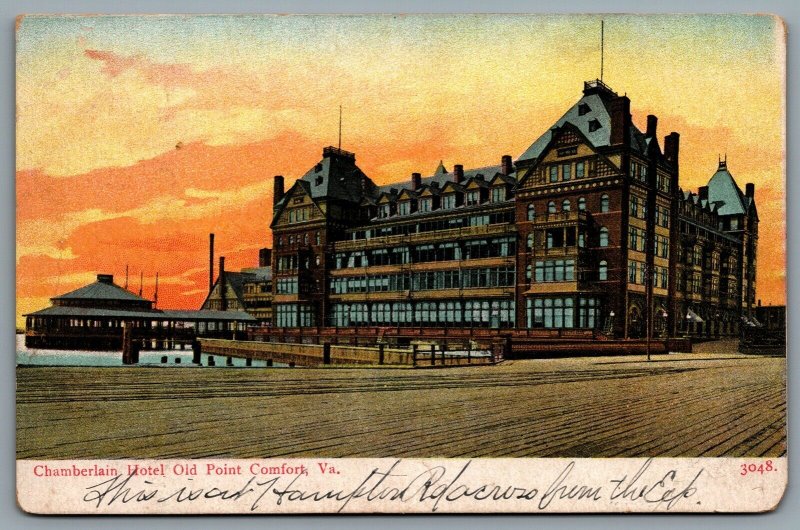 Postcard Old Point Comfort VA c1905 Chamberlin Hotel Boardwalk Hampton