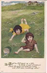 NURSERY RHYME, Jack and Jill, National Art., 1906 Artist Signed Kirk, Children