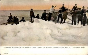 Capes Prince Edward Island Ice Boats Crossing Striking Board Vintage Postcard