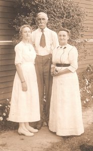 Vintage Postcard Beautiful Family Father Mother & Their Daughter Taken Outside