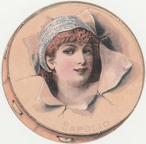 Victorian Die Cut Trade Card - Pretty Lady - Morgan's Sapolio Hand Soap