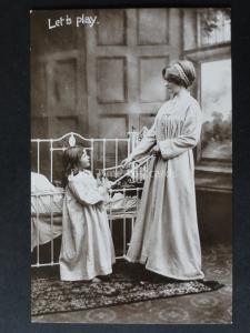 Lets Play LITTLE GIRL & MUMMY Play Time c1906 RP Postcard by Davidson Bros