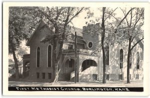 Burlington, Kansas RPPC First Methodist Church Vintage Postcard 1948