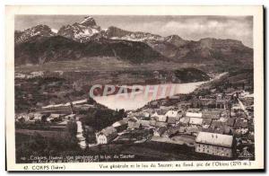 Body - Vue Generale and Lake Sautet to the bottom peak of the Obiou - Old Pos...