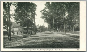 WHITE RIVER JUNCTION VT MAPLE STREET ANTIQUE POSTCARD