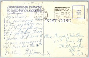 Hamilton Bermuda 1951 Postcard Man Stone Cutter