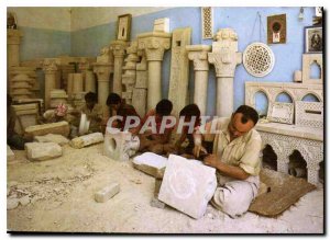 Postcard Modern Tunisia Nabeul Dar Chaabane a stone carving workshop