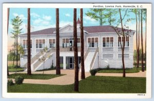 1940-50's PAVILION LAWTON PARK HARTSVILLE SOUTH CAROLINA SC LINEN POSTCARD