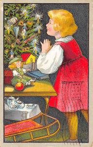 Christmas 1909 light corner wear, postal marking on front