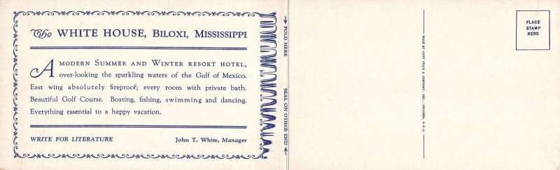 Double, 3.5x11Folded, White House Resort, Biloxi, Mississippi, MS,Old Postcard