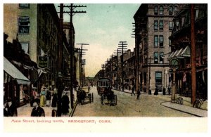 Connecticut Bridgeport Main Street  looking North  with trolley