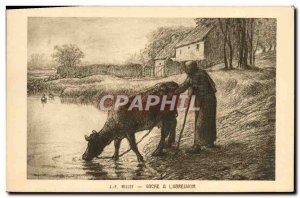 Old Postcard Millet Cow A L & # 39Abreuvoir