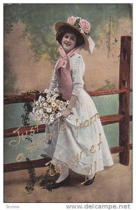 Woman with flowers,  Illinois, PU-00-10s