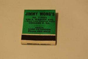 Jimmy Wong's Chicago Illinois Green 20 Strike Matchbook