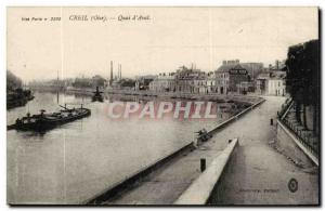 Creil Old Postcard Quai d & # 39aval