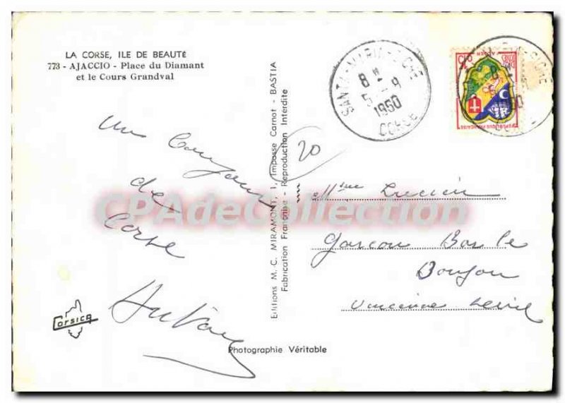 Modern Postcard Ajaccio Place du Diamant and the Cours Grandval