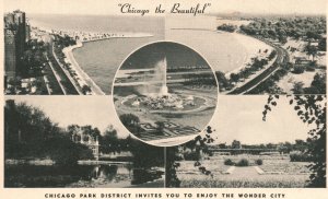 Chicago Park District Wonder City Landmarks Chicago Illinois IL Vintage Postcard