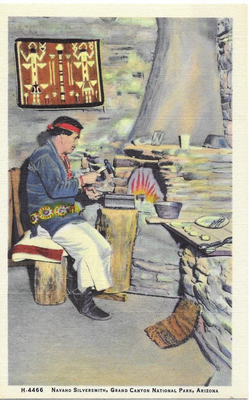 Navajo Silversmith Grand Canyon Arizona Fred Harvey Card