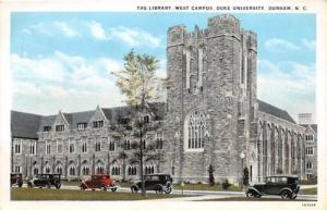 DURHAM NC DUKE UNIVERSITY THE LIBRARY WEST CAMPUS POSTCARD 